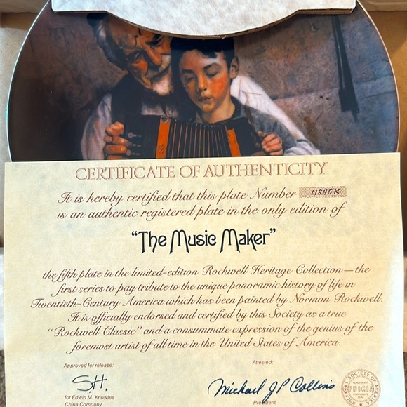 Norman Rockwell plate-“The Music Maker” with CoA - Picture 5 of 7
